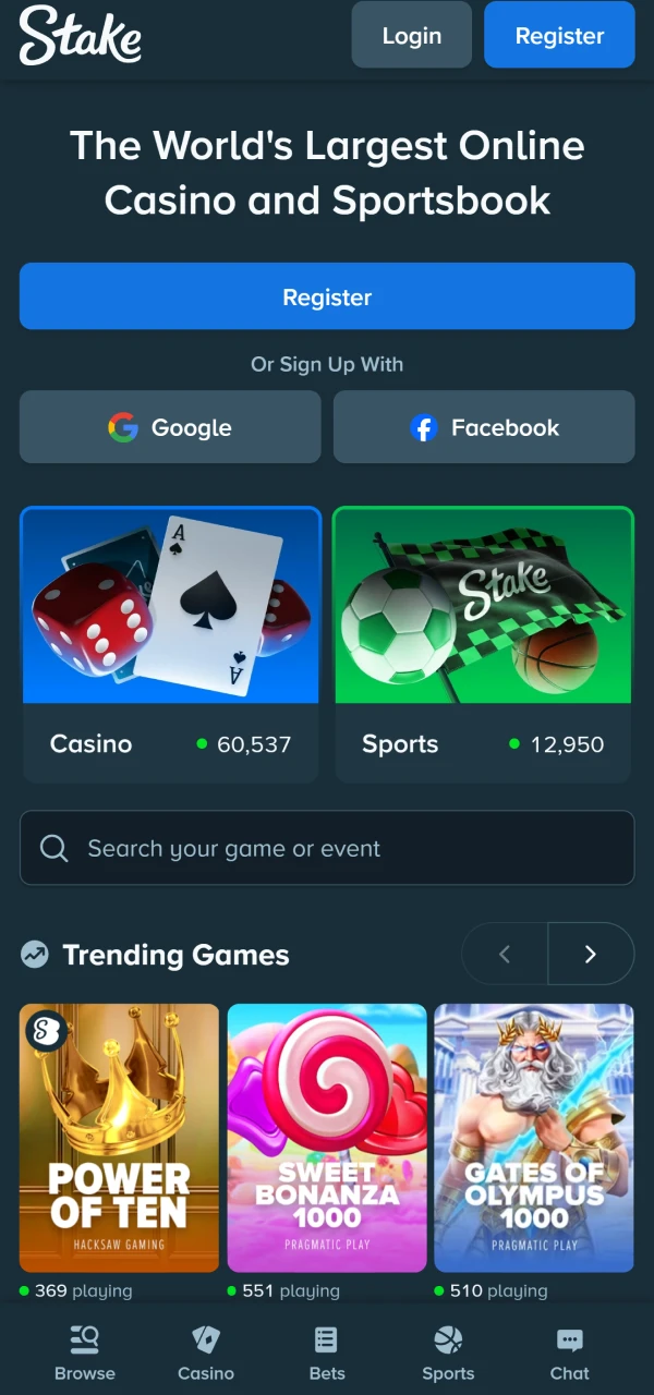Explore the Stake app interface.