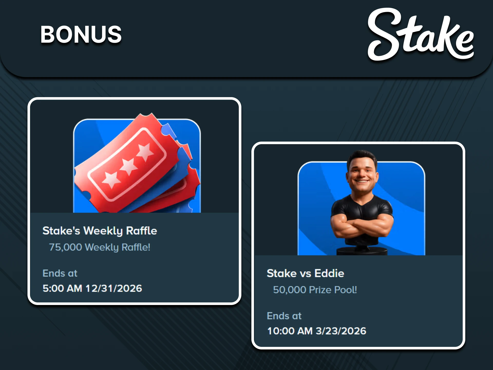 Choose one of the Blackjack bonuses from Stake.