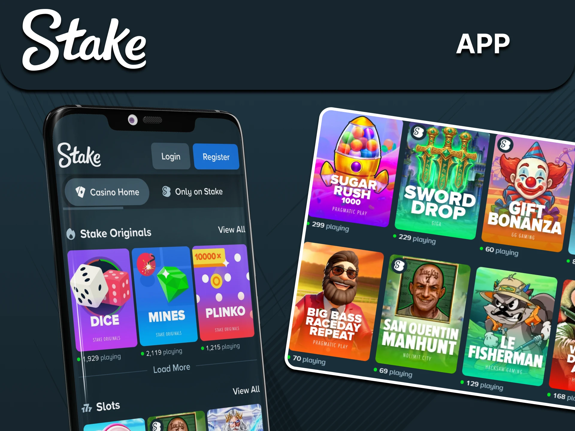 Play casino in the Stake app.