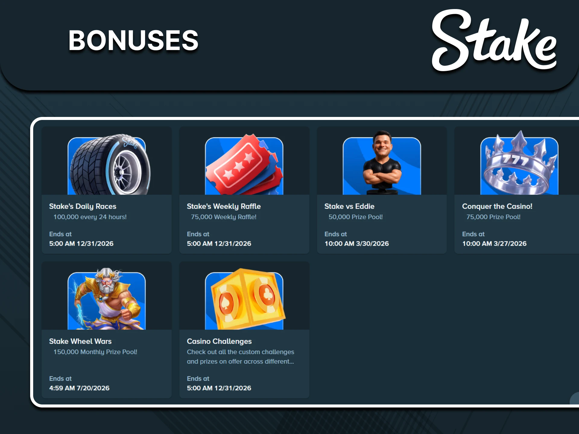 Stake has prepared the best bonuses for casino games.