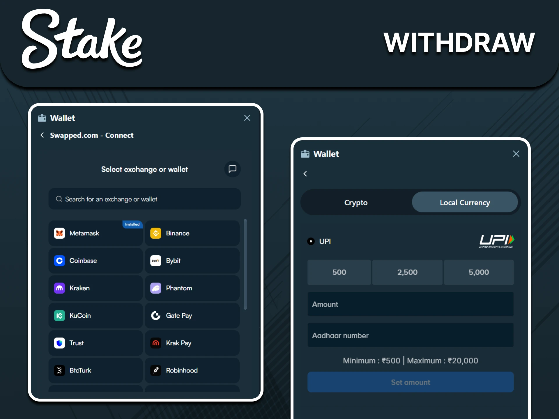 Withdrawing funds from Stake is easy.