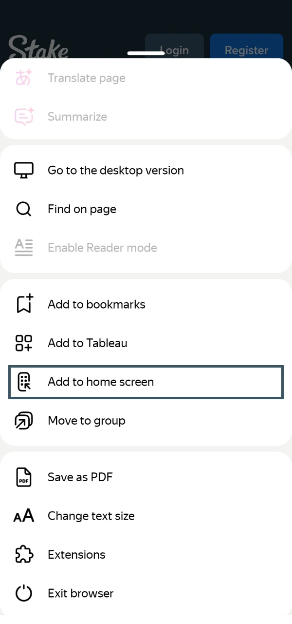 Install the Stake app to register.