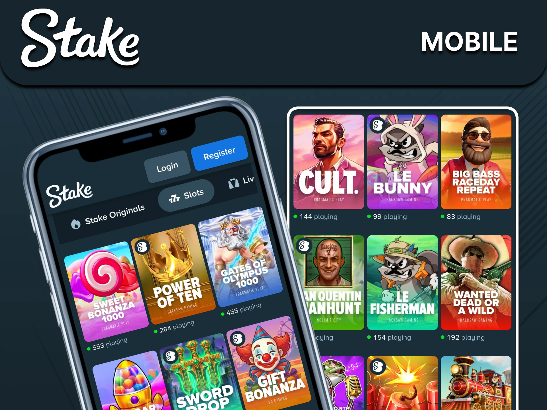 Use the Stake app to play Slots.
