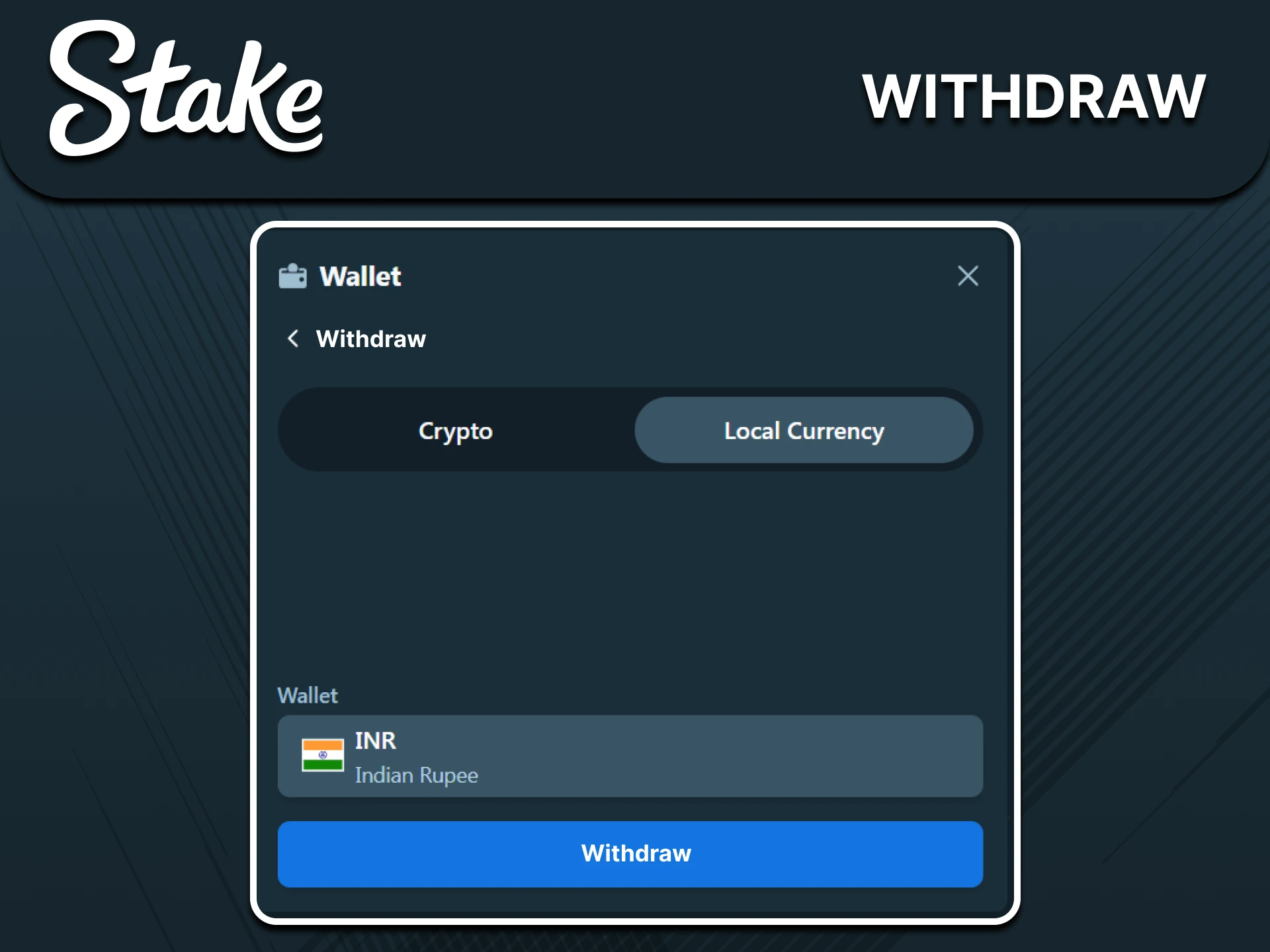 You can always withdraw funds after placing sports bets on the Stake website.