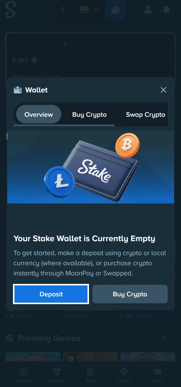 Top up your deposit to become a member of the Stake VIP program.