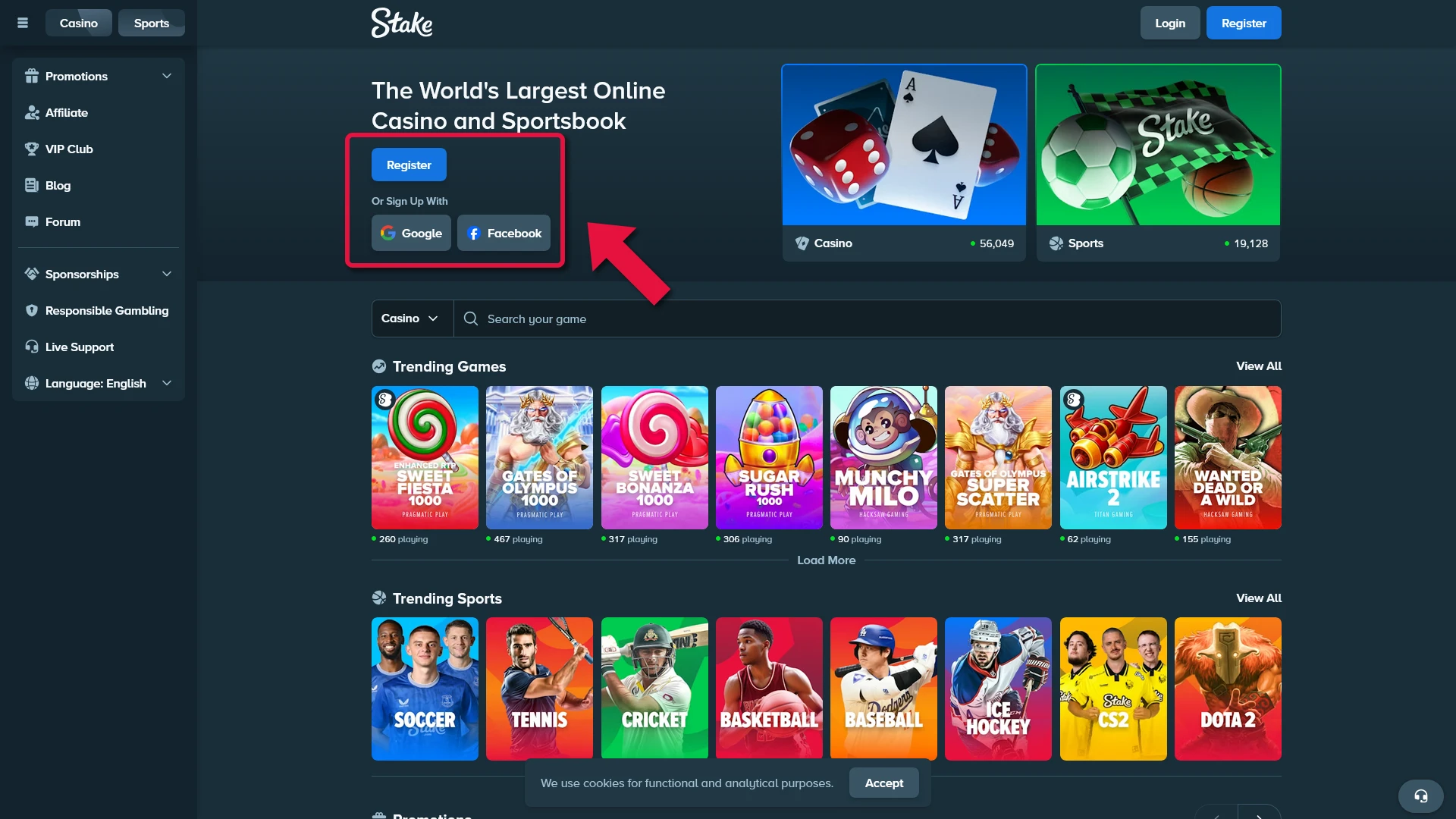 Create your personal account to begin Ice Hockey betting on Stake.