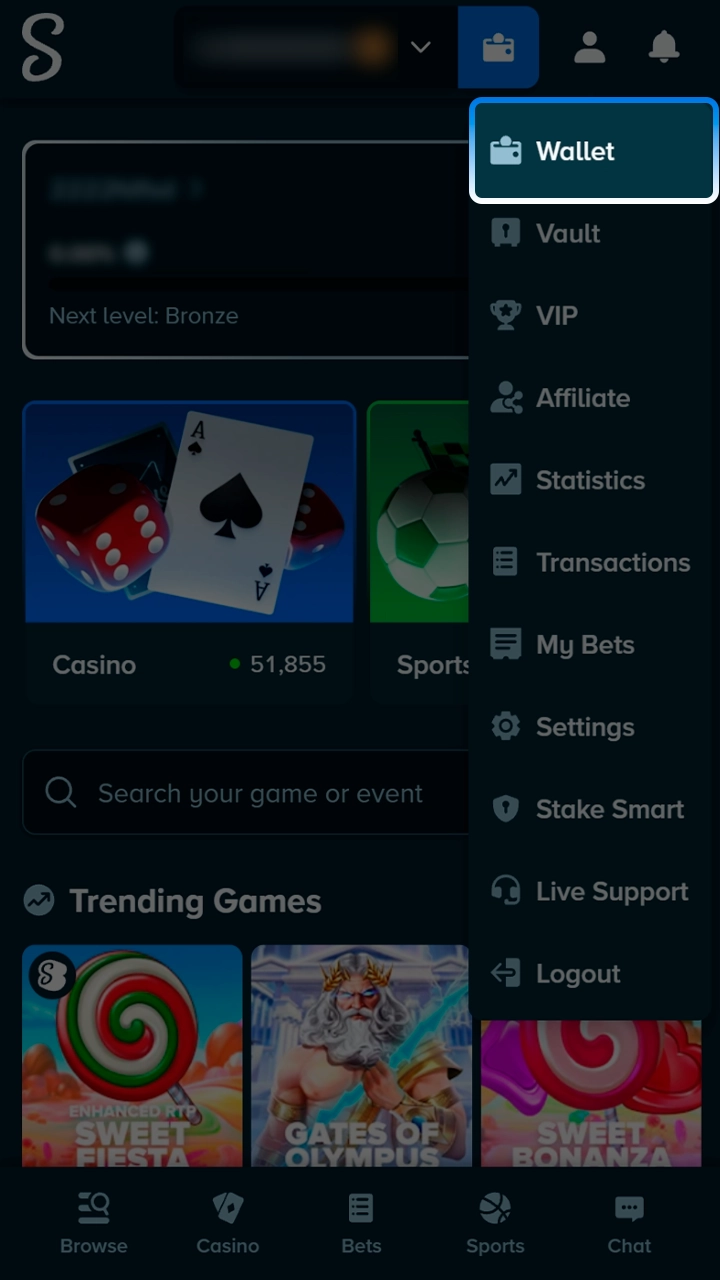 Fast and secure deposit methods for betting at Stake.