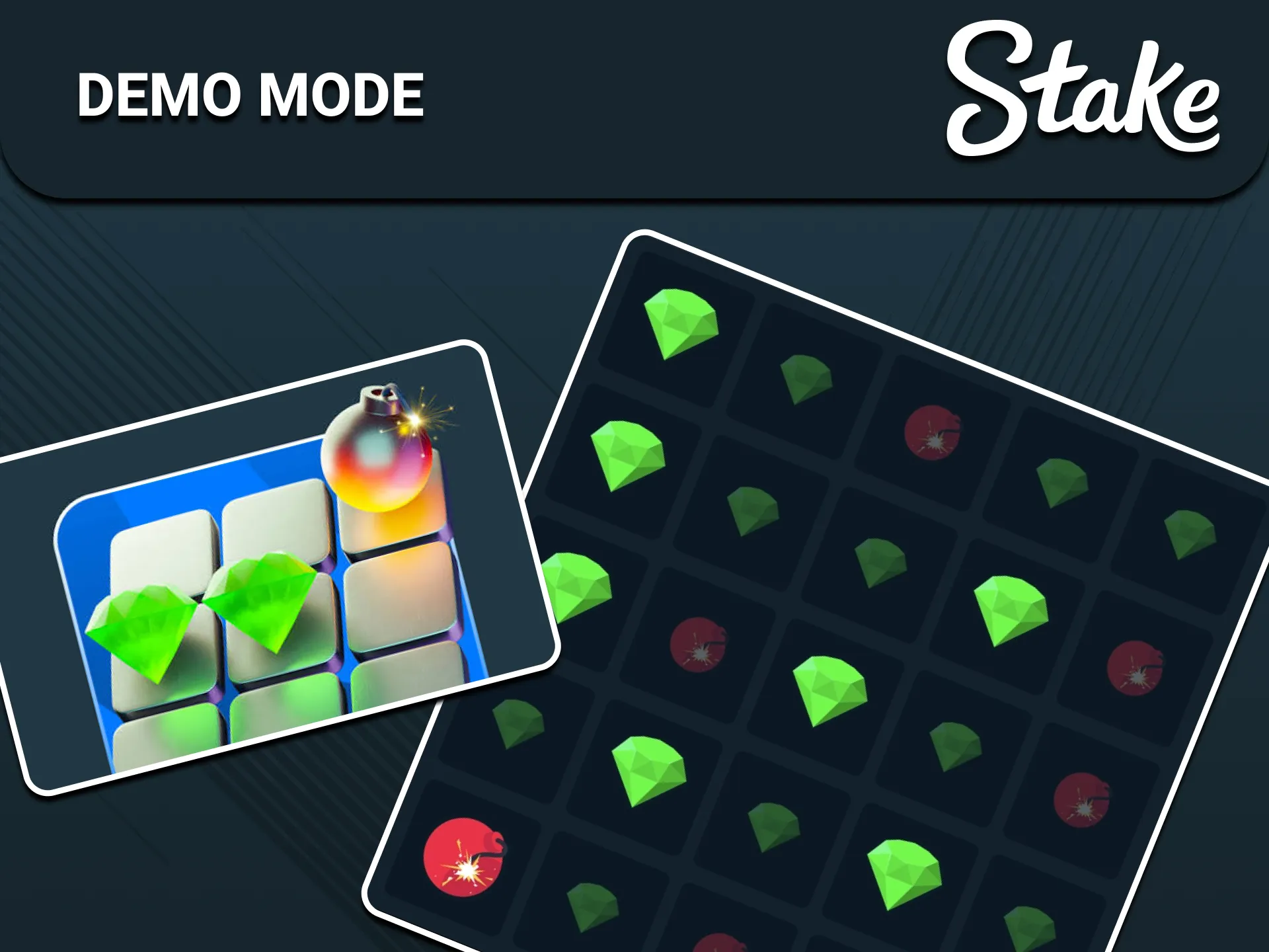 Try the free demo mode on the official Stake Mines platform.