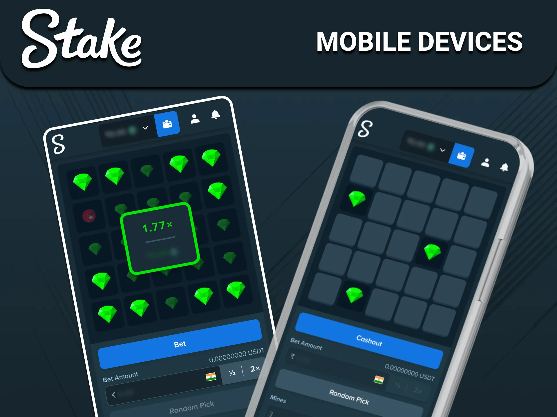Play the mobile version of the Stake Mines game on any smartphone.